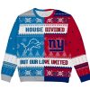 2025 Lions x Giants House Divided Team But Our Love United Christmas Ugly Sweater