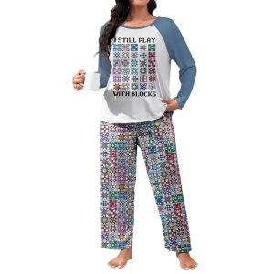 Sewing Lover Raglan Lounge Pajamas I Still Play With Blocks Cool Tone 2 Sewing Lover Raglan Lounge Pajamas I Still Play With Blocks Cool Tone2
