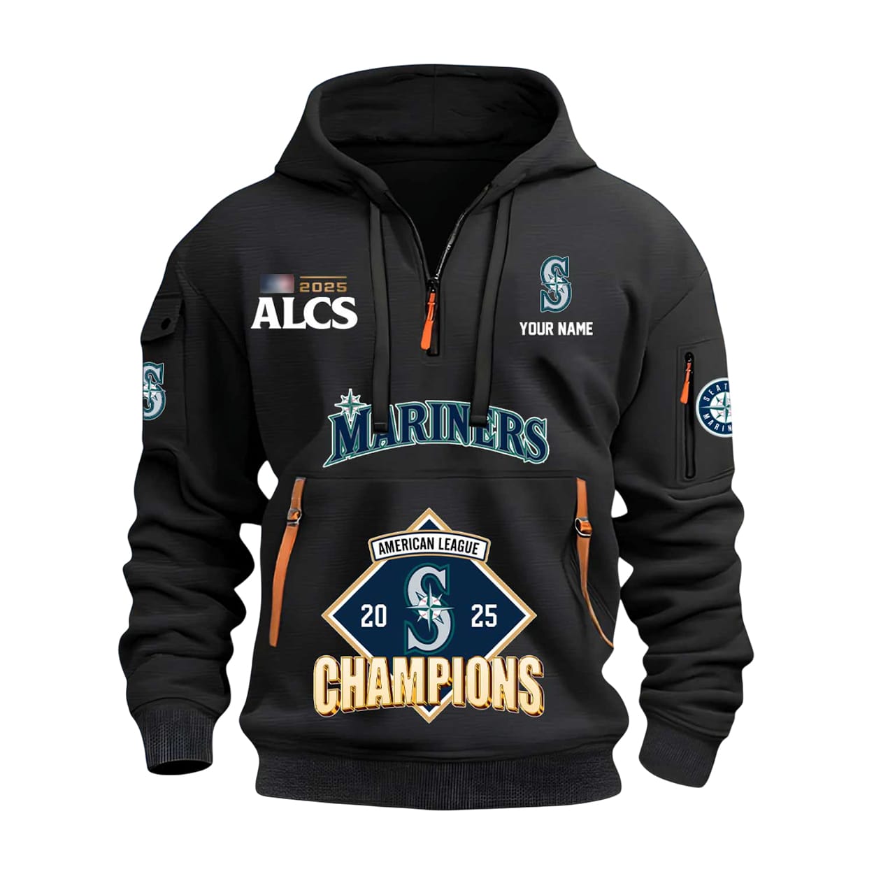 Mariners American League Champions 2025 Quarter Zip Hoodie Mariners American League Champions 2025 Quarter Zip Hoodie