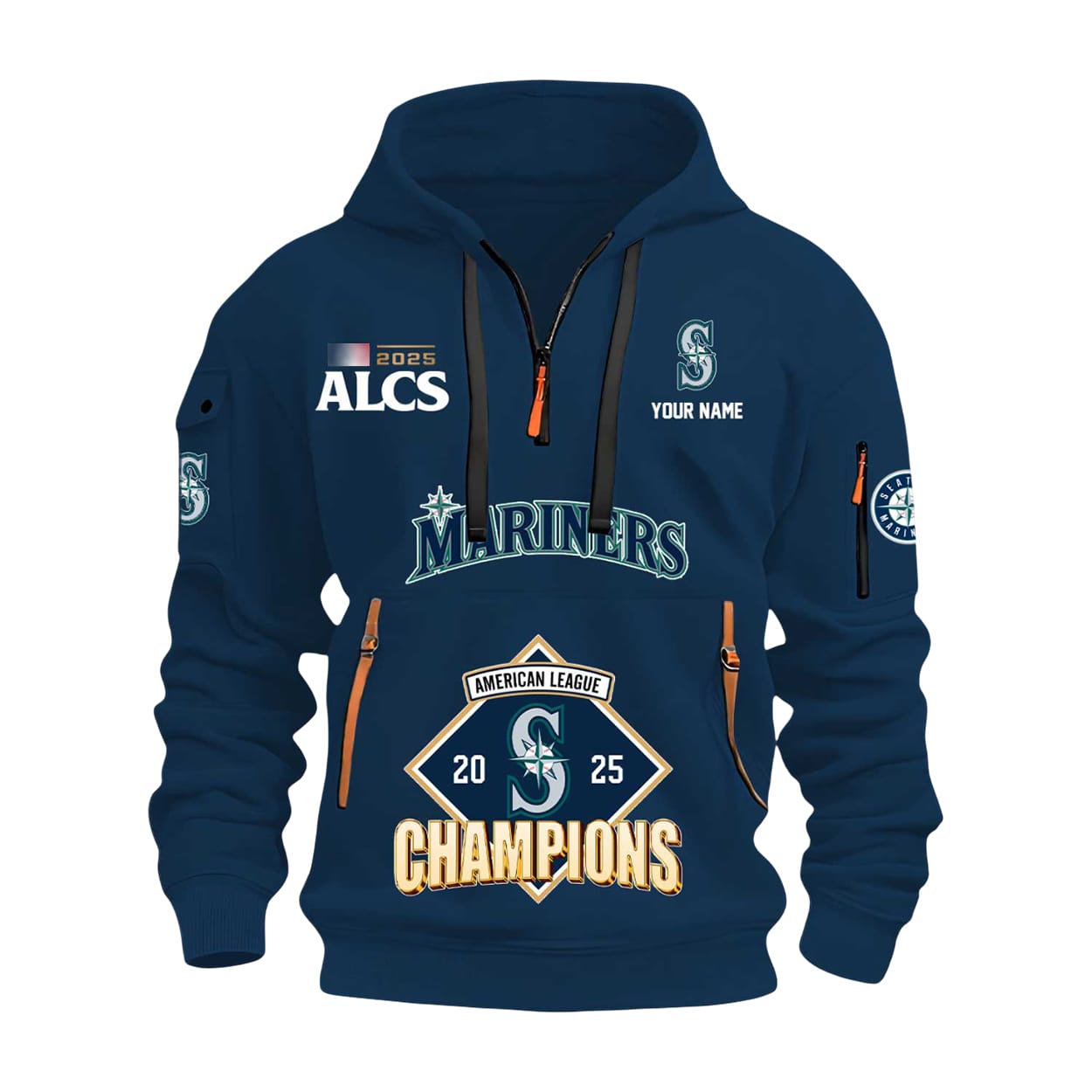 Mariners American League Champions 2025 Quarter Zip Hoodie Mariners American League Champions 2025 Quarter Zip Hoodie