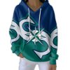 Mariners Navy Aqua Pit Strpied Hoodie