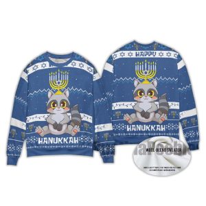 Raccoon Happy Hanukkah Ugly Christmas Sweater2