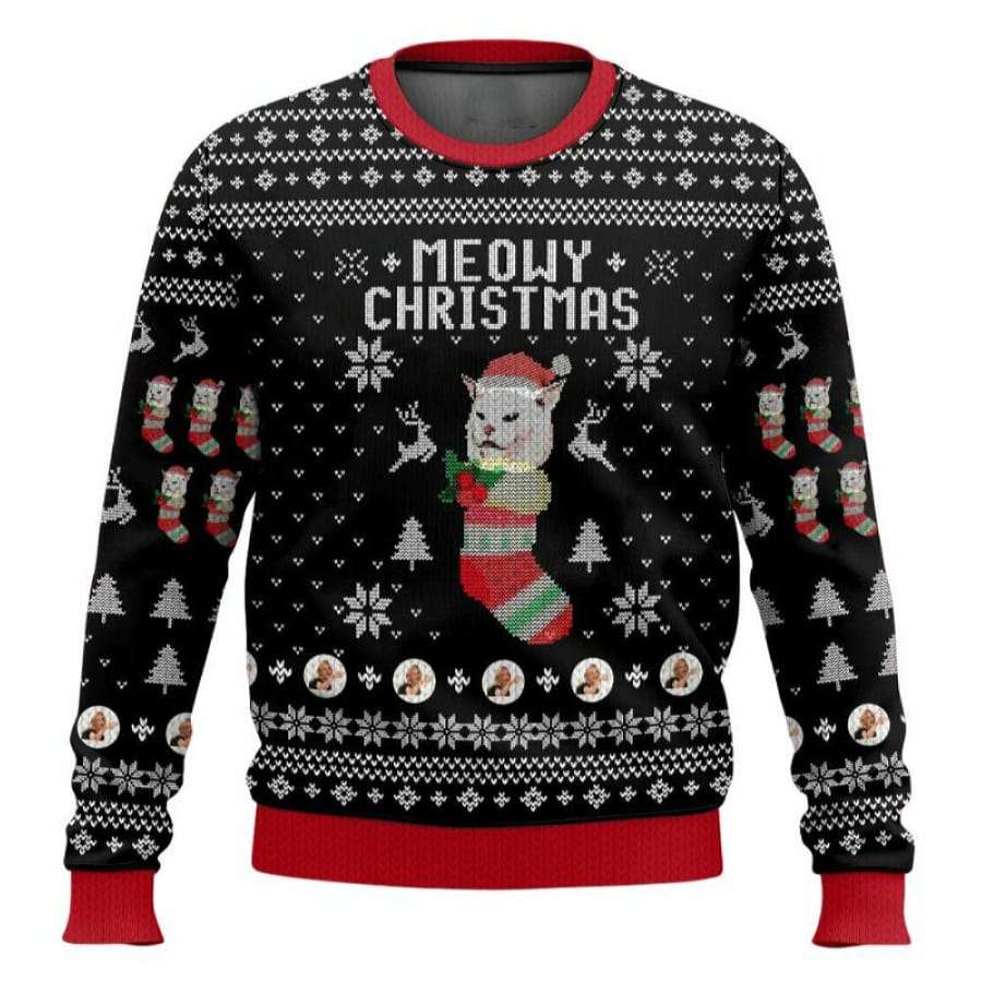 Meowy Christmas Woman Yelling At A Cat Meme Ugly Christmas Sweater Meowy Christmas Woman Yelling At A Cat Meme Ugly Christmas Sweater
