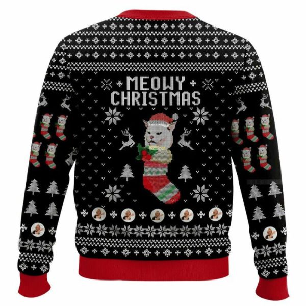 Meowy Christmas Woman Yelling At A Cat Meme Ugly Christmas Sweater