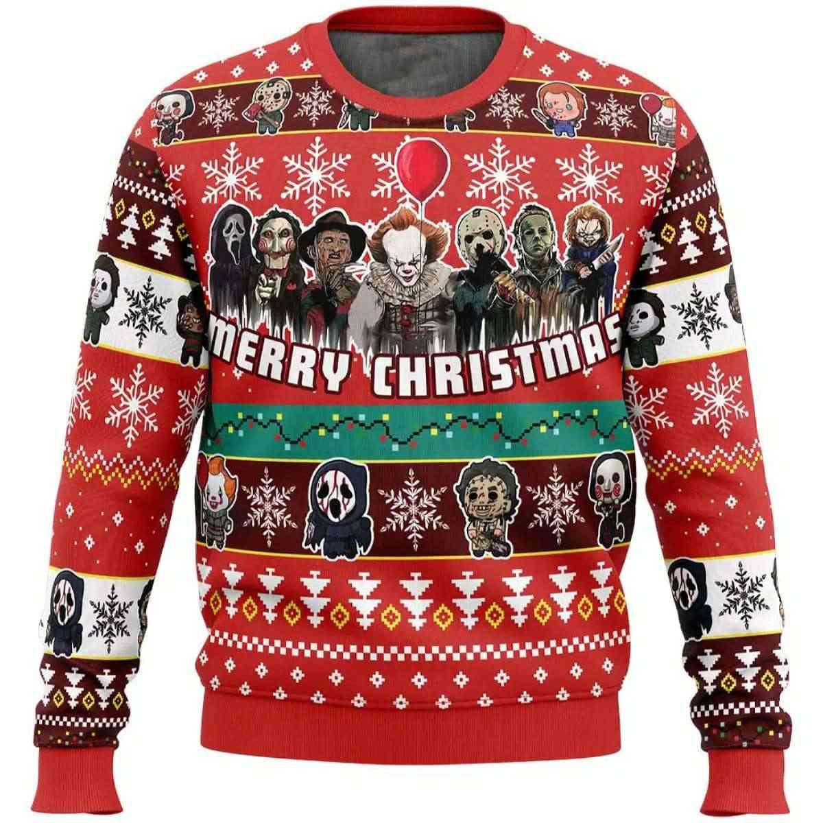 Merry Christmas Nightmares of Halloween Ugly Christmas Sweater Merry Christmas Nightmares of Halloween Ugly Christmas Sweater
