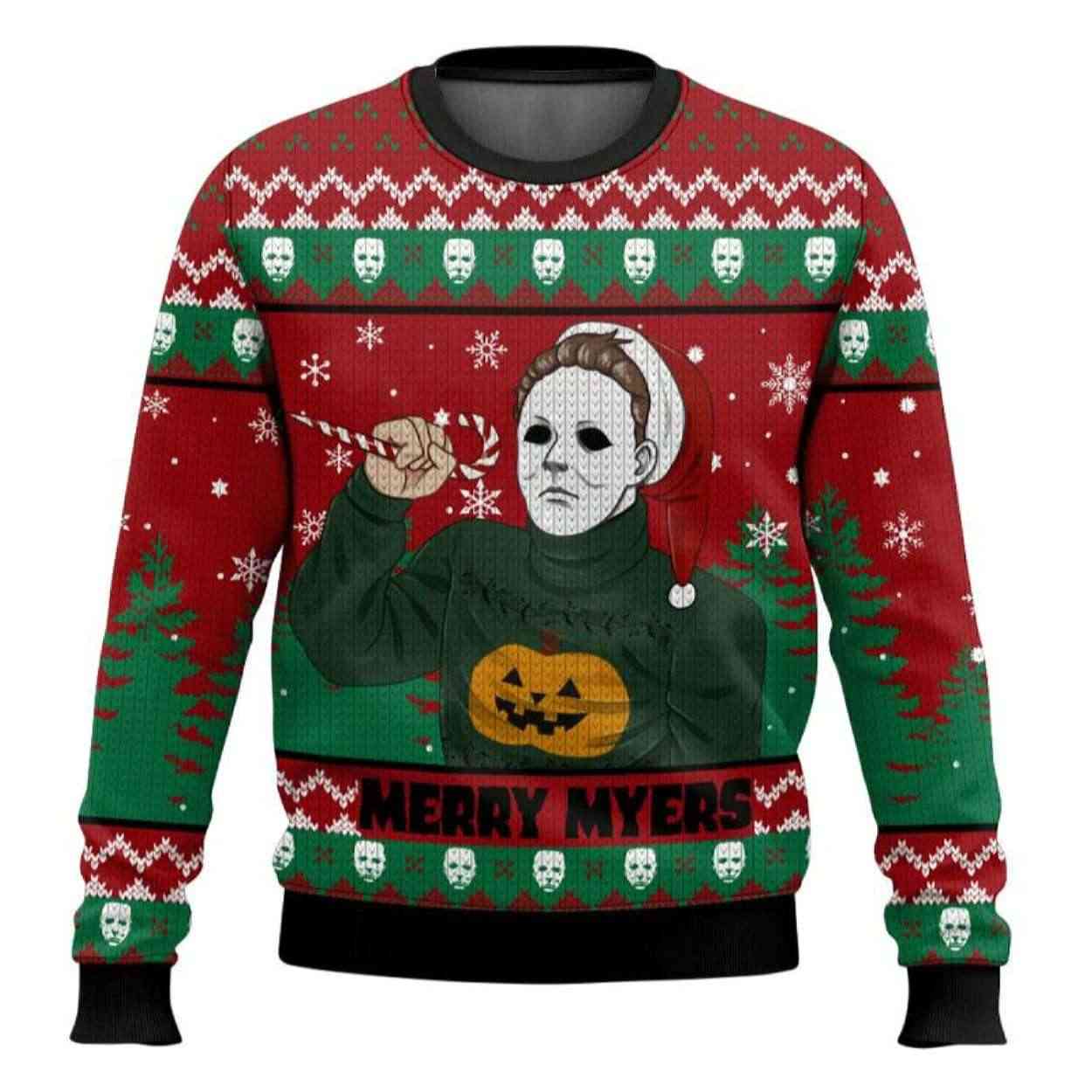 Merry Myers Michael Myers Halloween Ugly Christmas Sweater Merry Myers Michael Myers Halloween Ugly Christmas Sweater