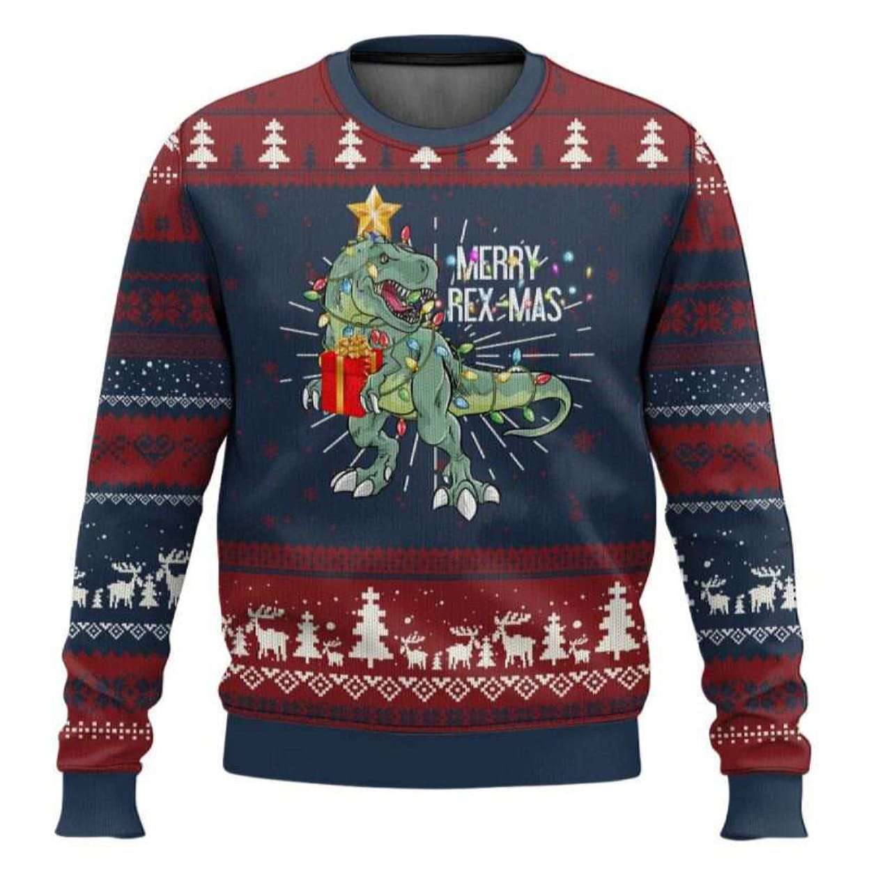 Merry Rex Mas Xmas Pet Dino Trex Xmas Tree Rex Lights Ugly Christmas Sweater Merry Rex-Mas Xmas Pet Dino Trex Xmas Tree Rex Lights Ugly Christmas Sweater