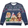 2025 Merry Woofmas Couple Dog Mom Dad Personalized Ugly Christmas Sweater
