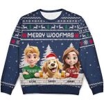2025 Merry Woofmas Couple Dog Mom Dad Personalized Ugly Christmas Sweater