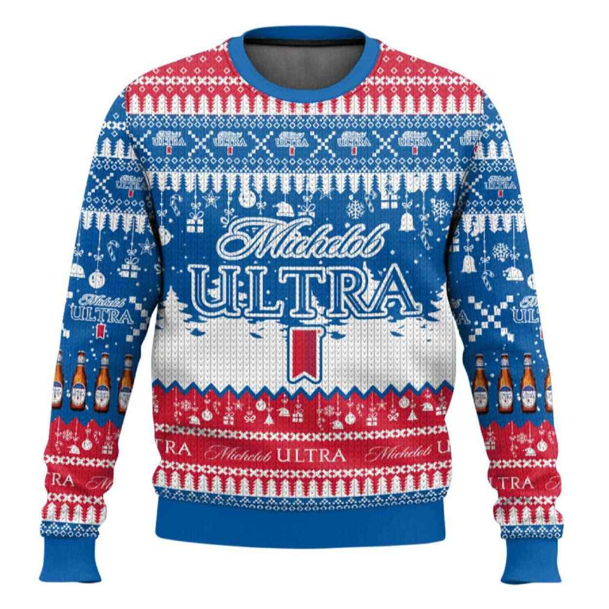 Michelob Ultra American Beer Ugly Christmas Sweater Michelob Ultra American Beer Ugly Christmas Sweater