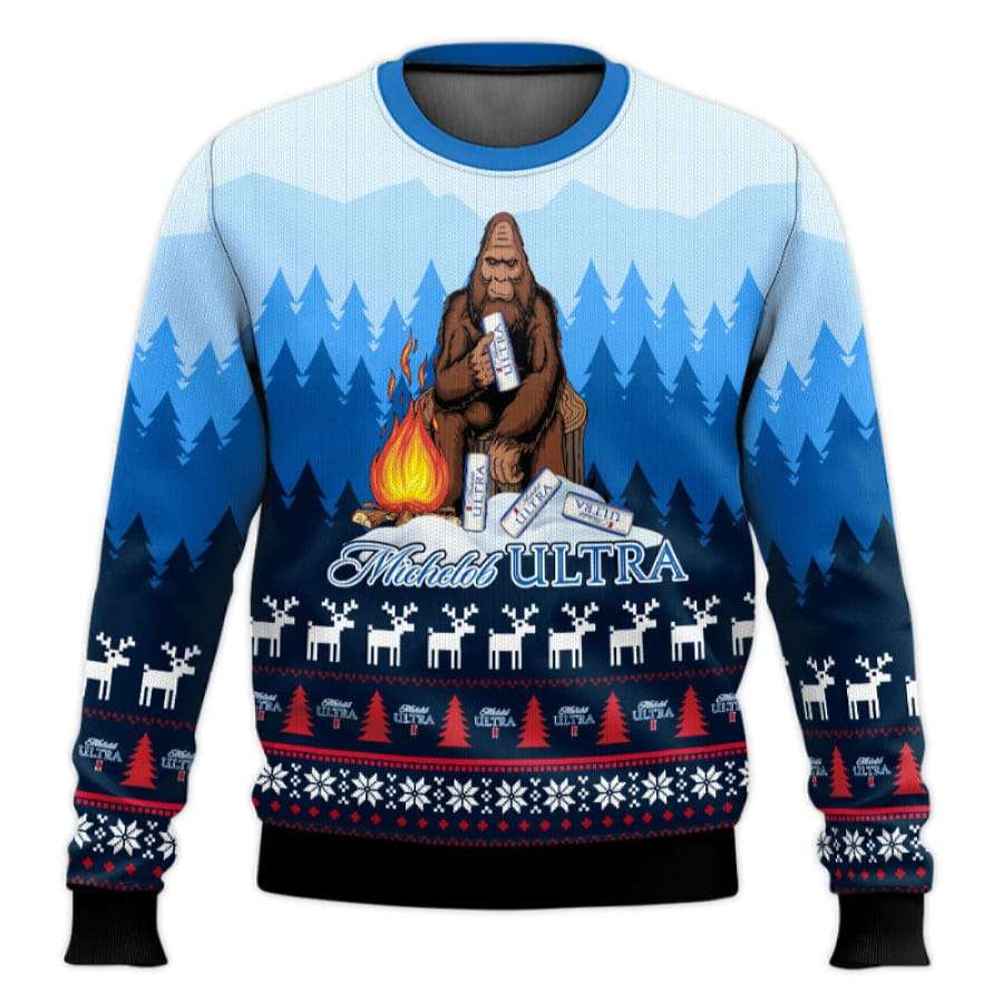 Michelob Ultra Big Foot Ugly Christmas Sweater Michelob Ultra Big Foot Ugly Christmas Sweater