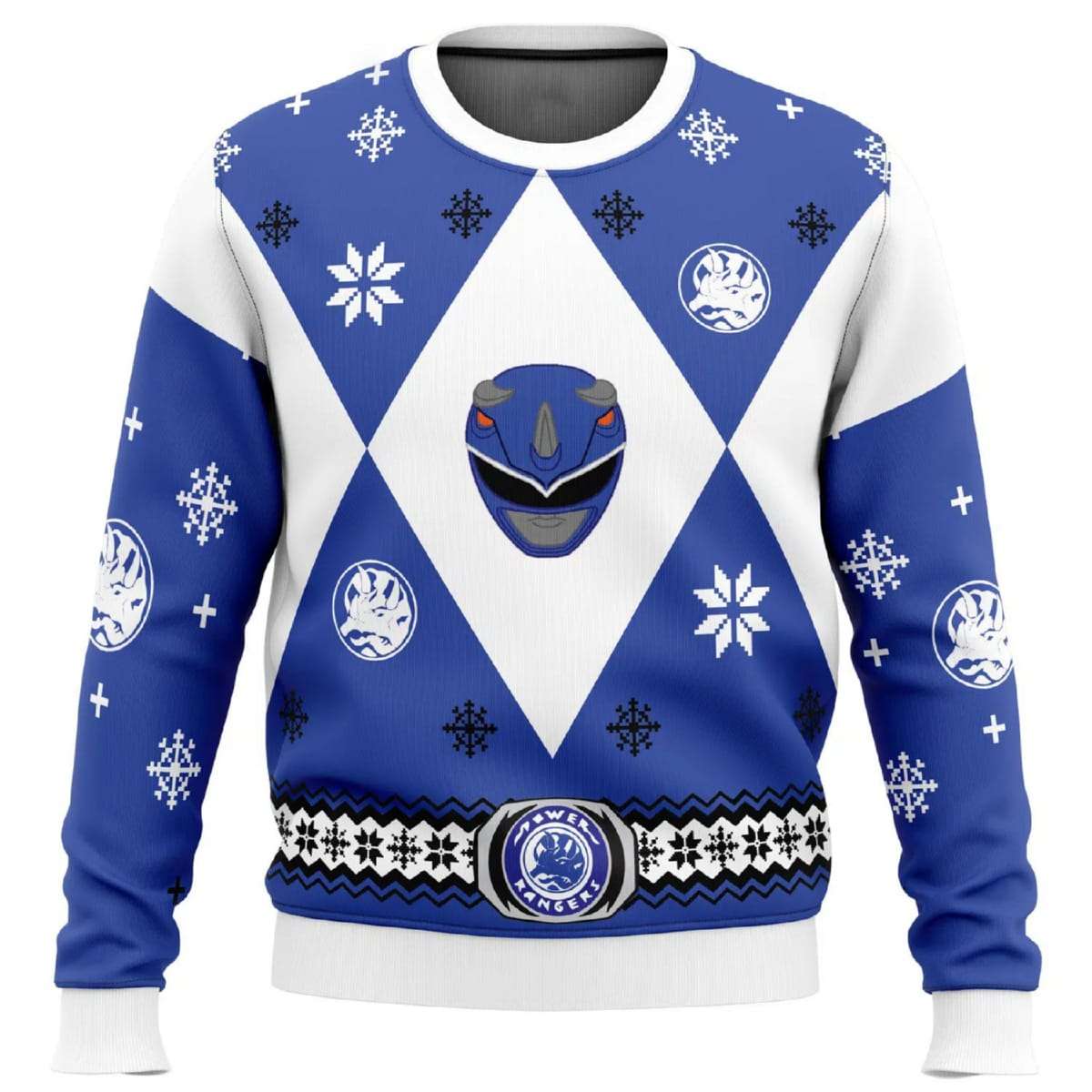 Mighty Morphin Power Rangers Blue Ugly Christmas Sweater Mighty Morphin Power Rangers Blue Ugly Christmas Sweater