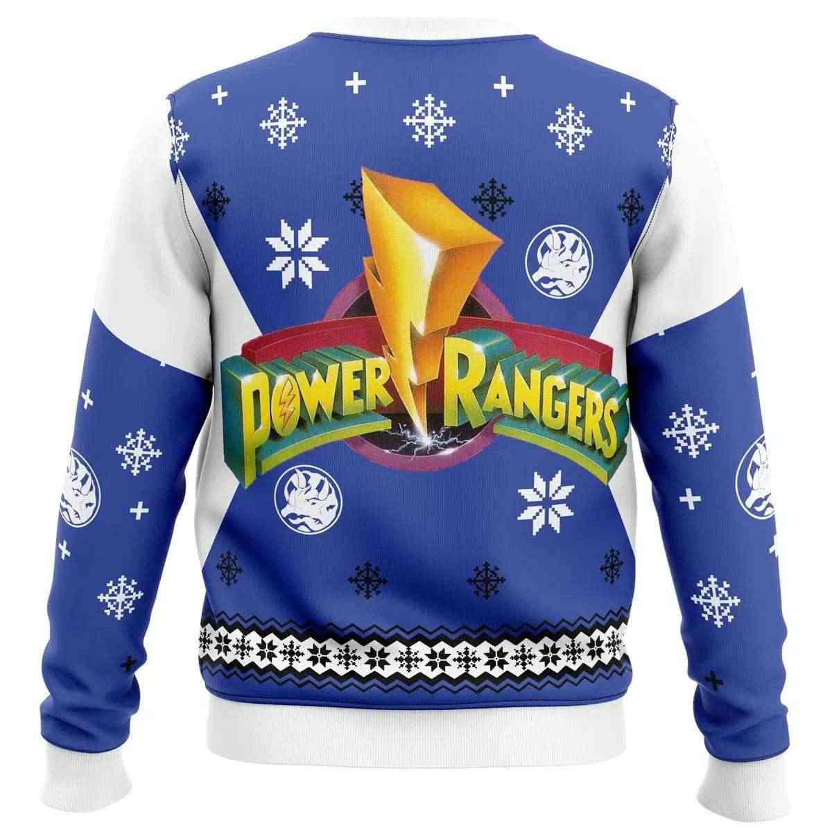 2025 Mighty Morphin Power Rangers Blue Ugly Christmas Sweater 2025 Mighty Morphin Power Rangers Blue Ugly Christmas Sweater