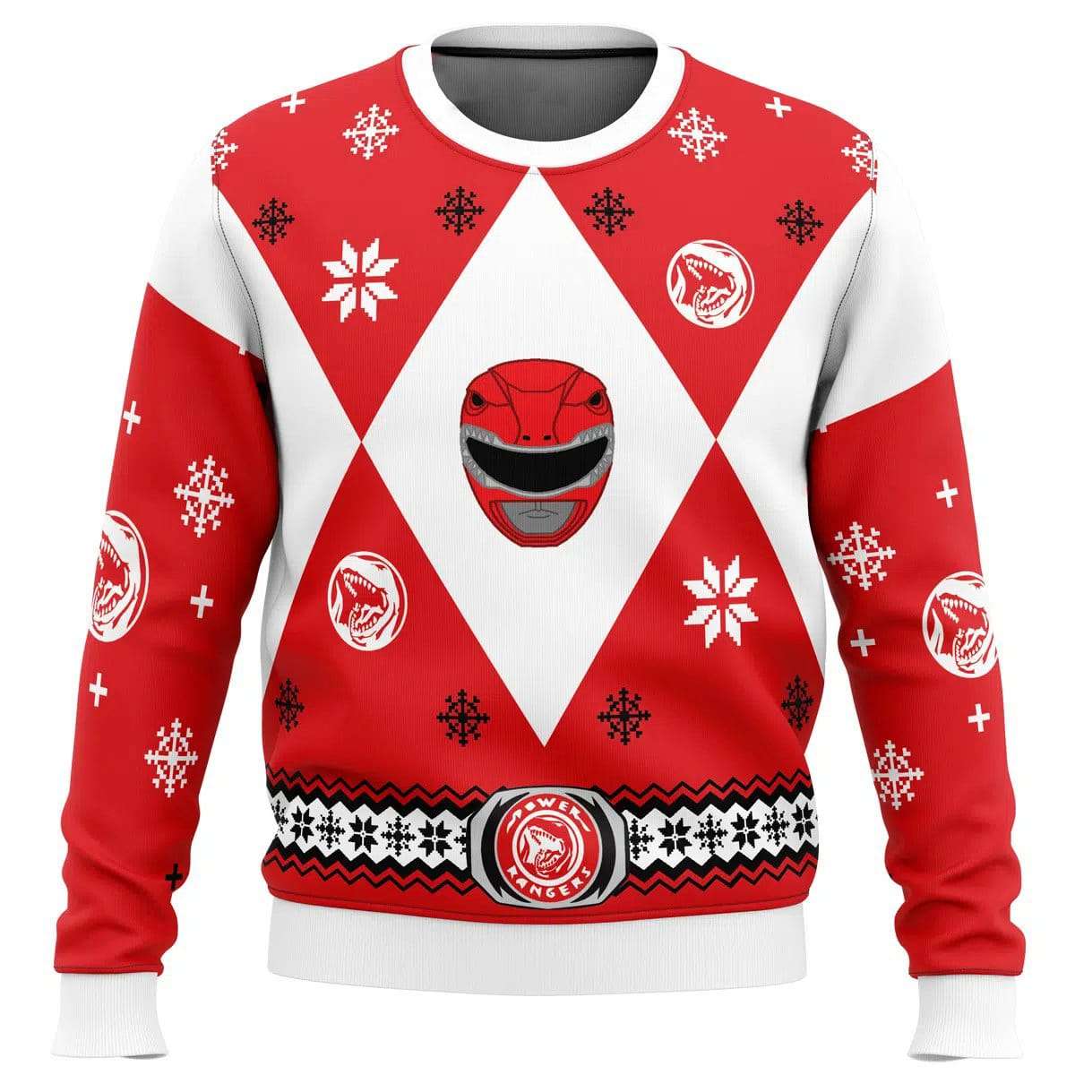 Mighty Morphin Power Rangers Red Ugly Christmas Sweater Mighty Morphin Power Rangers Red Ugly Christmas Sweater