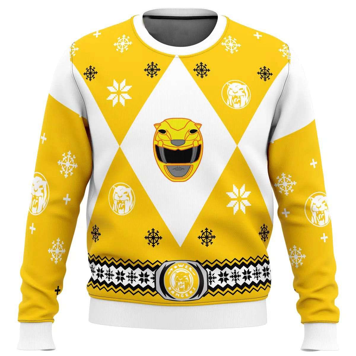 Mighty Morphin Power Rangers Yellow Ugly Christmas Sweater Mighty Morphin Power Rangers Yellow Ugly Christmas Sweater