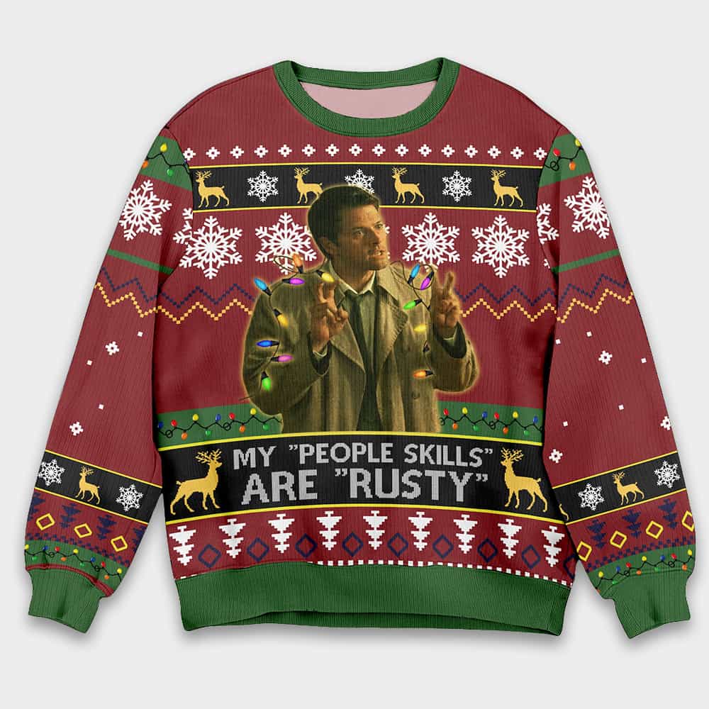 Misha Collins My People Skills Ugly Christmas Sweater Misha Collins My People Skills Ugly Christmas Sweater