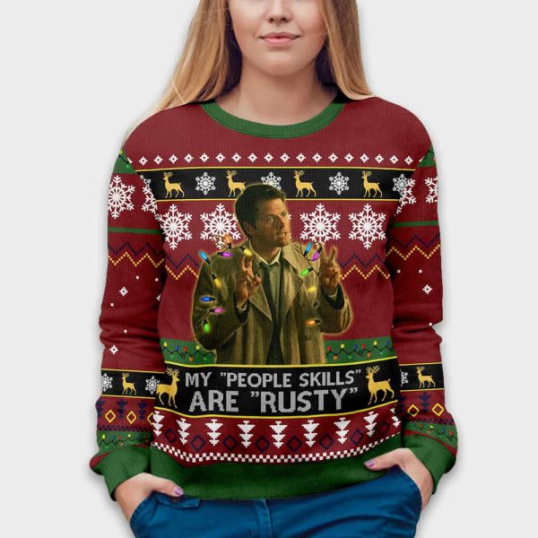 Misha Collins My People Skills Ugly Christmas Sweater