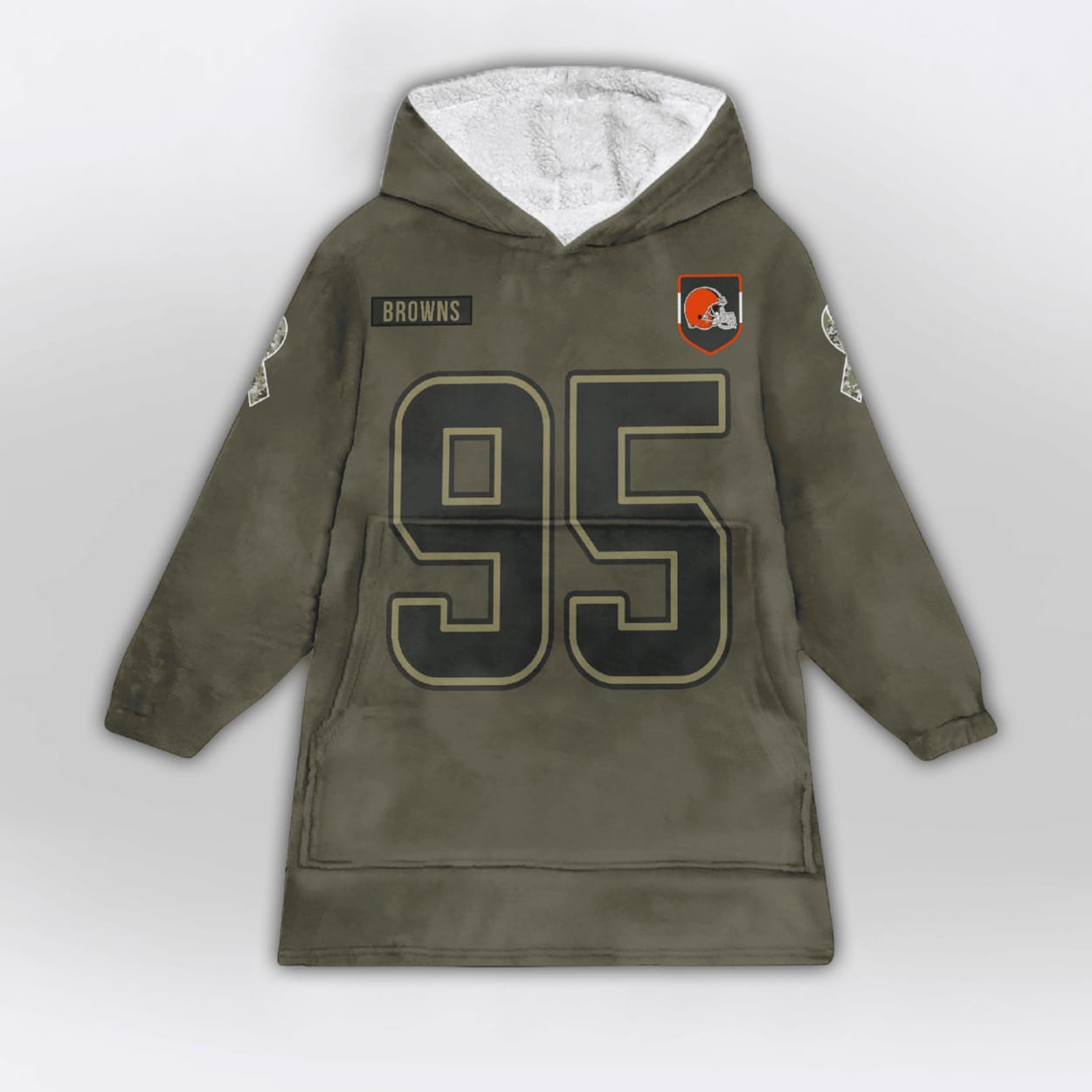 Myles Garrett 95 Browns Salute to Service Blanket Hoodie Myles Garrett 95 Browns Salute to Service Blanket Hoodie