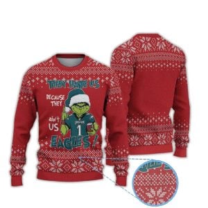 Grnch Eagles They Hate Us Because They Aint Us Ugly Christmas Sweater
