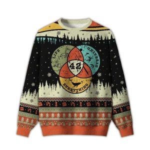 Life Universe Everything Nerdy Graphic Ugly Christmas Sweater