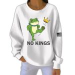 No Kings Resist Frog Print Casual Pit Striped Sweatshirt