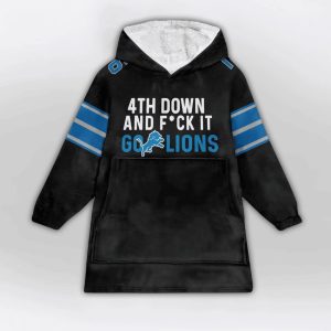 Goff 16 4th Down And Fck It Go Lions Blanket Hoodie1