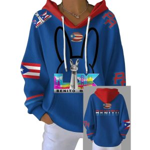 Womens Bunny Football Music Lover Printed Hoodie4