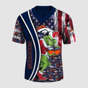 2025 Broncos Merry Grinchmas American Flag Jersey1
