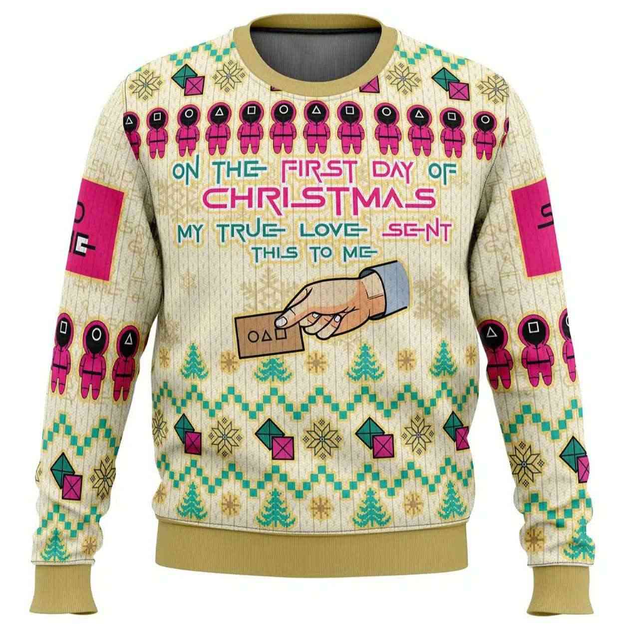 On the First Day of Christmas Squid Game Christmas Sweater On the First Day of Christmas Squid Game Christmas Sweater