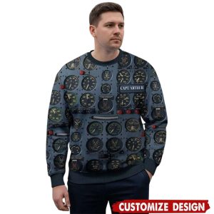 Personalized Pilot Control Panel Ugly Christmas Sweater1