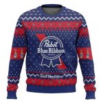 Pabst Blue Ribbon American Lager Beer Ugly Christmas Sweater