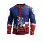 Pat Patriot Football Print Henley Top
