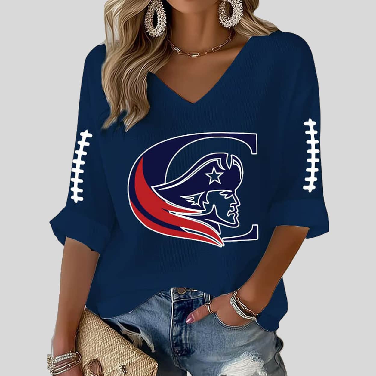 Patriots Football Print Waffle T-shirt Patriots Football Print Waffle T-shirt