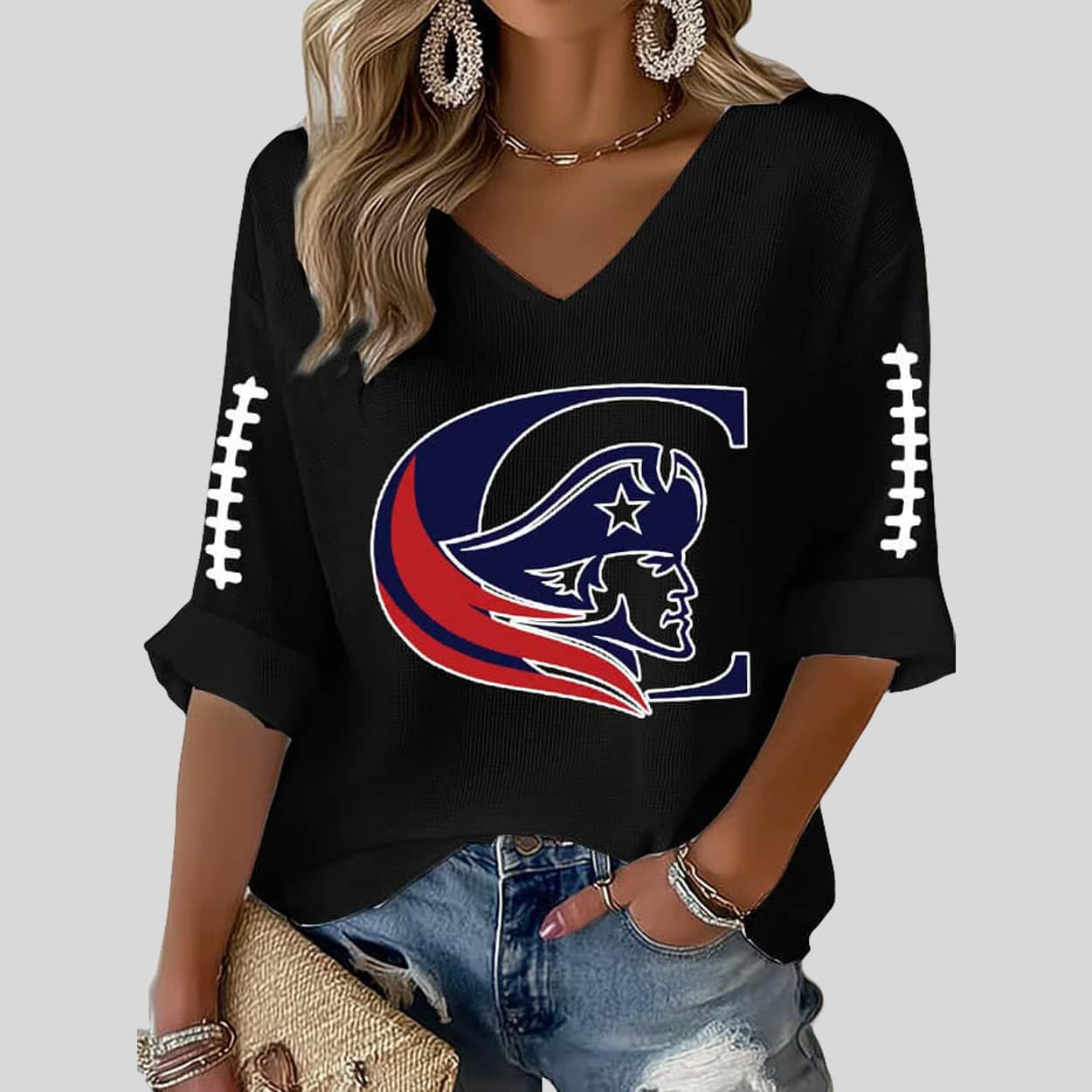 Patriots Football Print Waffle T-shirt Patriots Football Print Waffle T-shirt