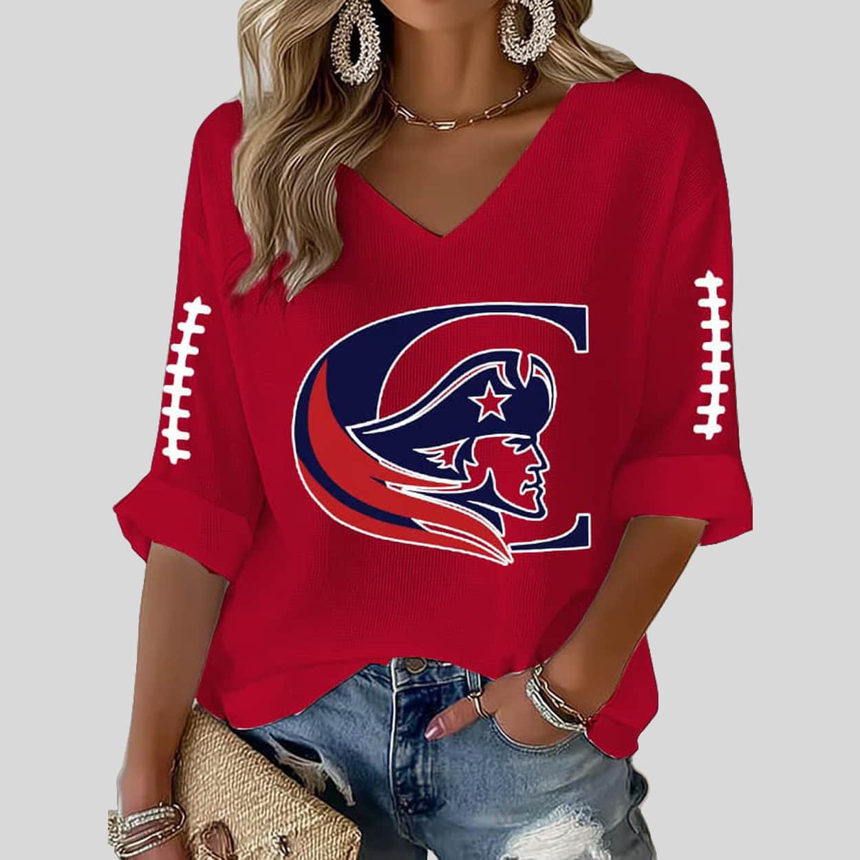 Patriots Football Print Waffle T-shirt Patriots Football Print Waffle T-shirt