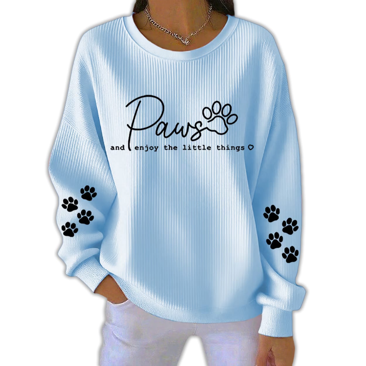 Paws And Enjoy The Little Things Pit Striped Sweatshirt Paws And Enjoy The Little Things Pit Striped Sweatshirt