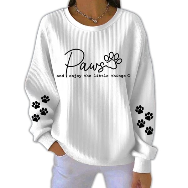 Paws And Enjoy The Little Things Pit Striped Sweatshirt