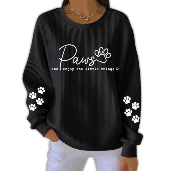 Paws And Enjoy The Little Things Pit Striped Sweatshirt