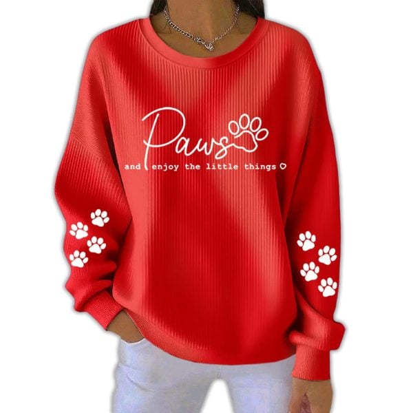 Paws And Enjoy The Little Things Pit Striped Sweatshirt