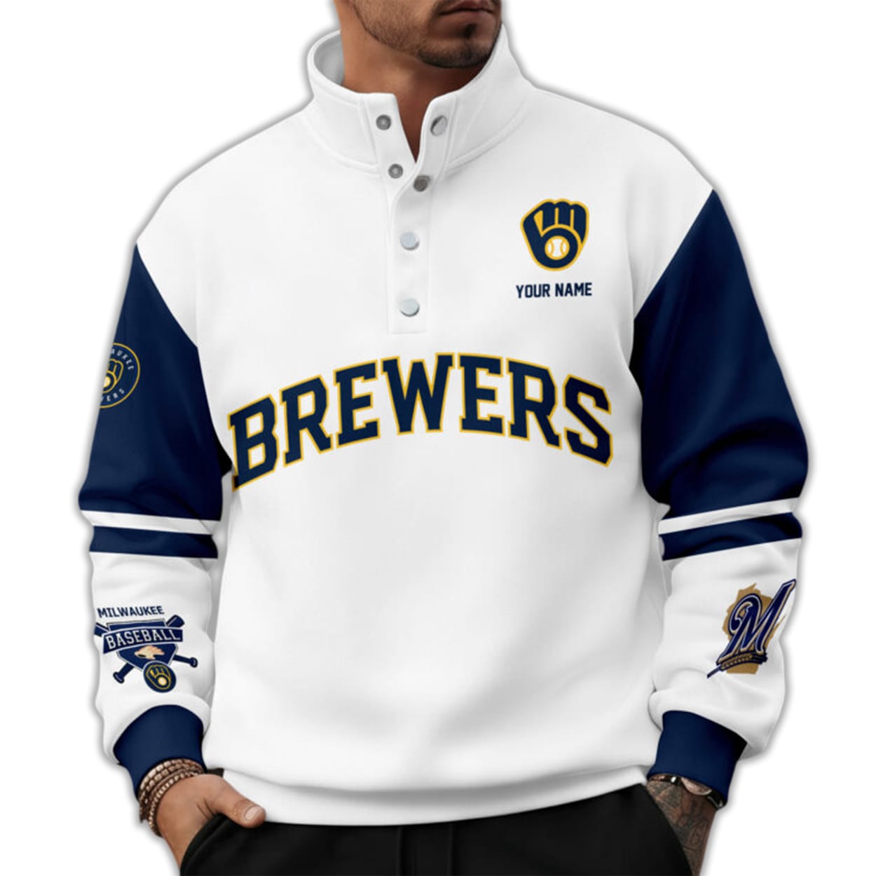 Personalized Brewers Western Style Sweater With Buckles Personalized Brewers Western Style Sweater With Buckles