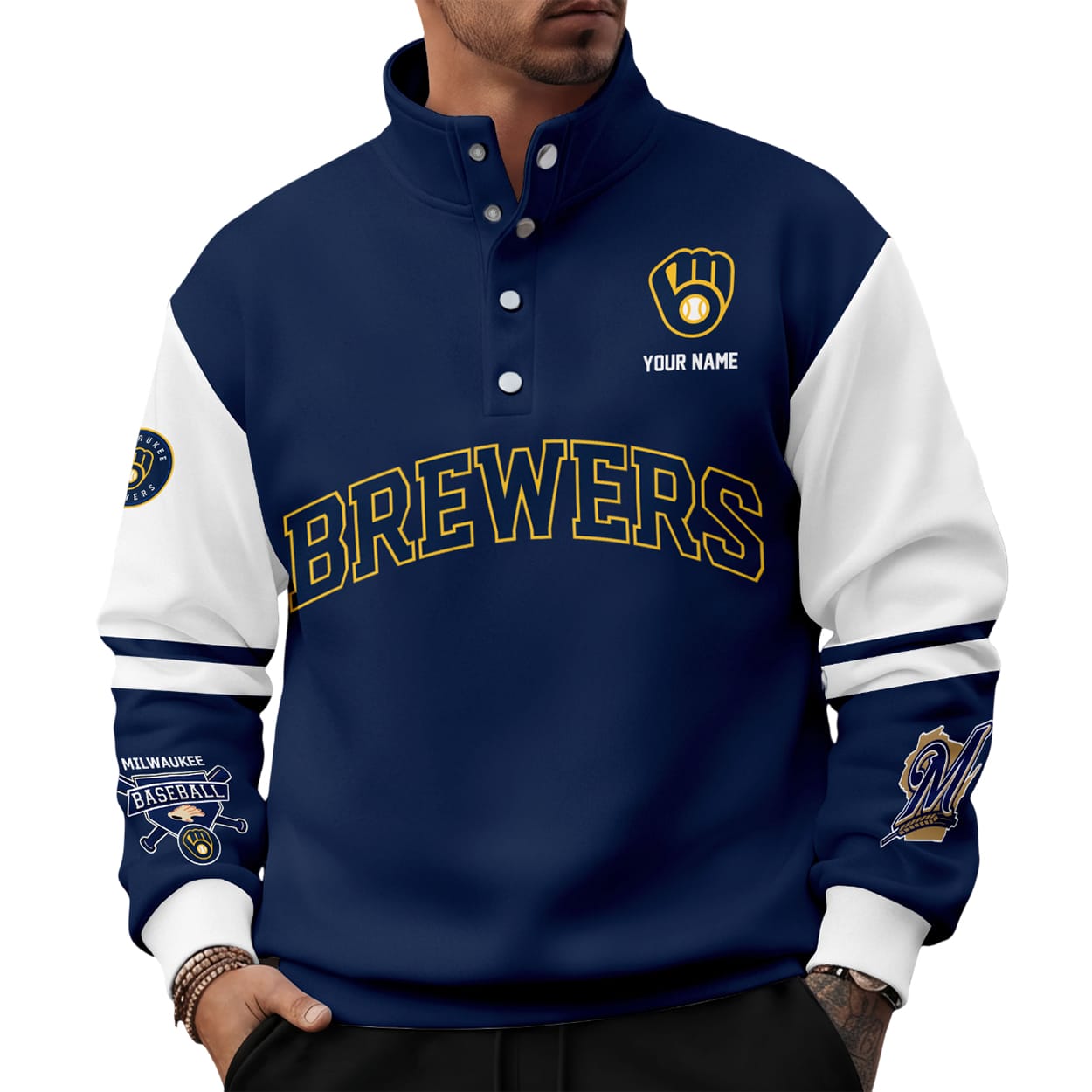 Personalized Brewers Western Style Sweater With Buckles Personalized Brewers Western Style Sweater With Buckles