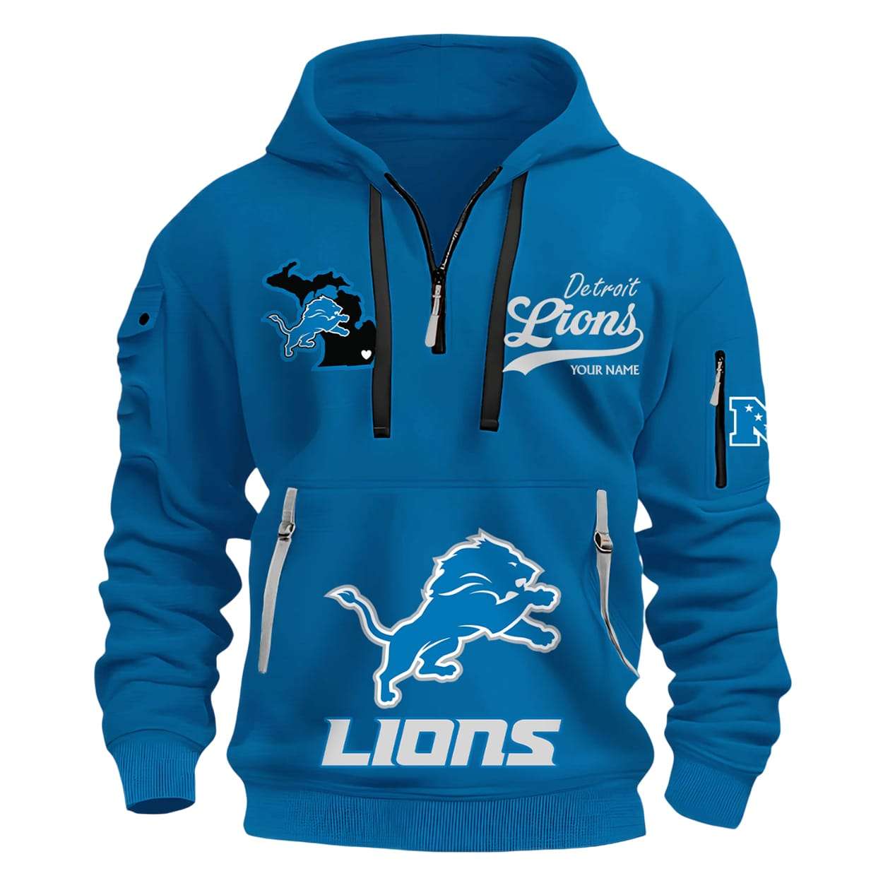 Personalized Lions Quarter Zip Hoodie Personalized Lions Quarter Zip Hoodie