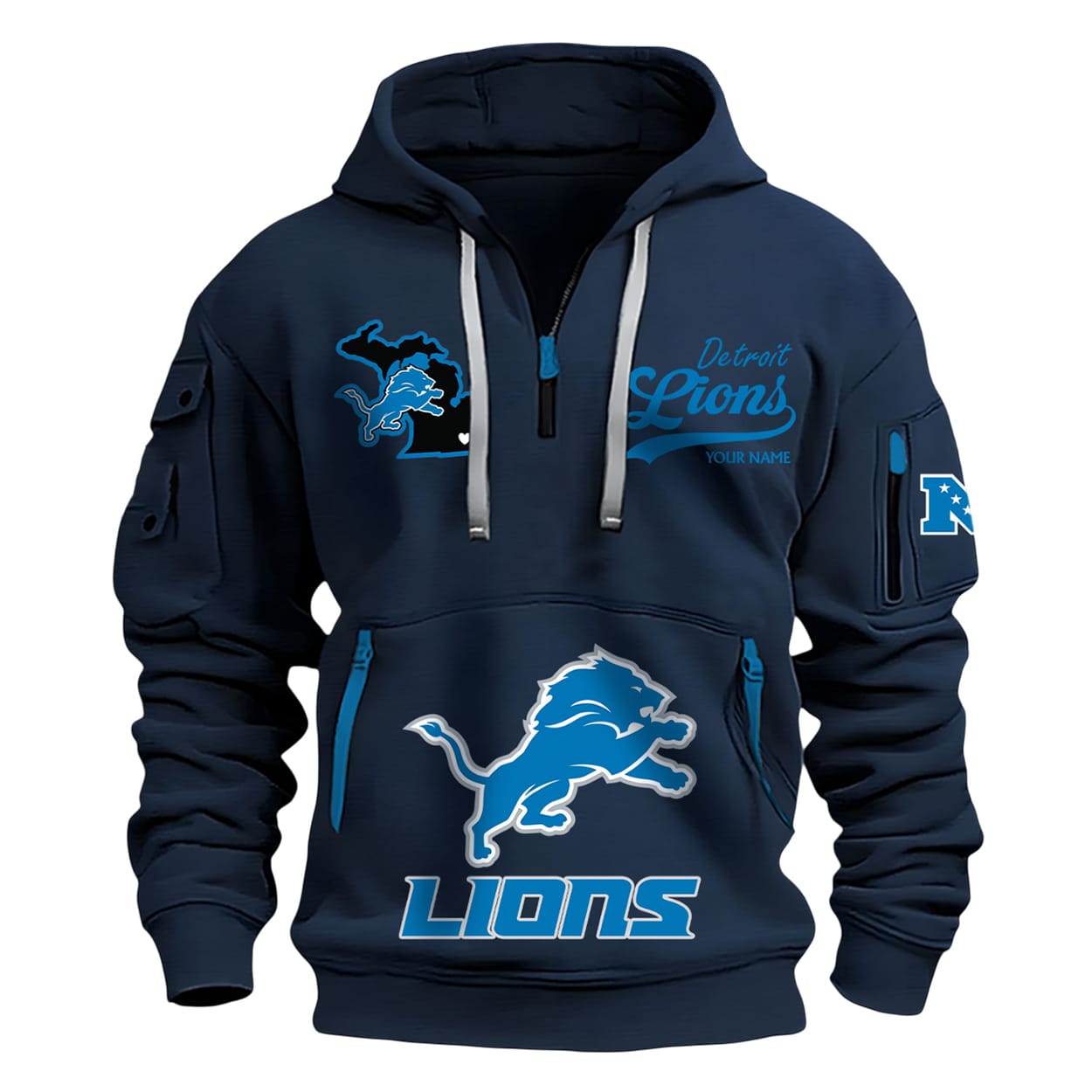 Personalized Lions Quarter Zip Hoodie Personalized Lions Quarter Zip Hoodie