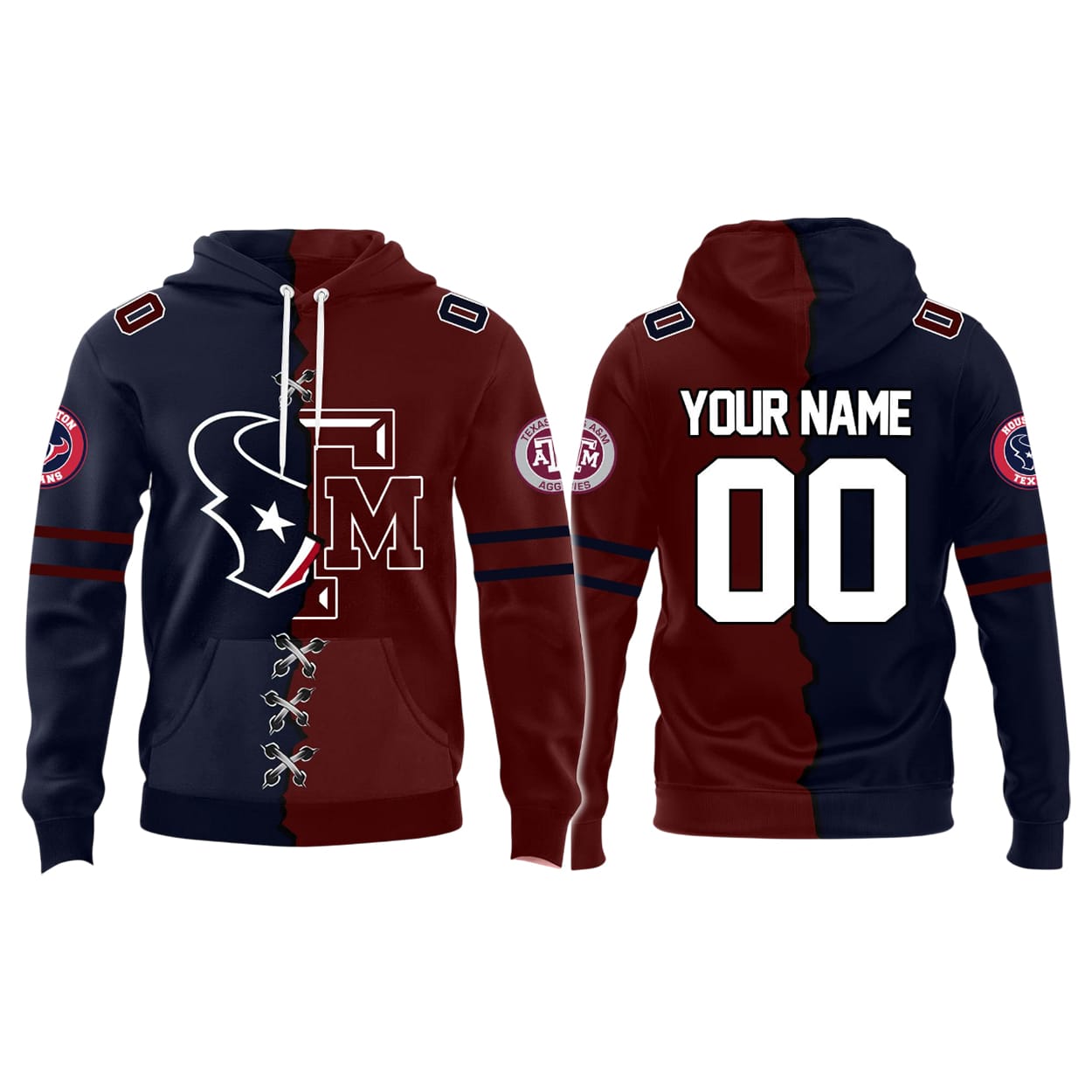 Personalized Texans x AM Aggies Hoodie Personalized Texans x A&M Aggies Hoodie