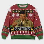 Peter Falk Just One More Thing Columbo Christmas Ugly Sweater