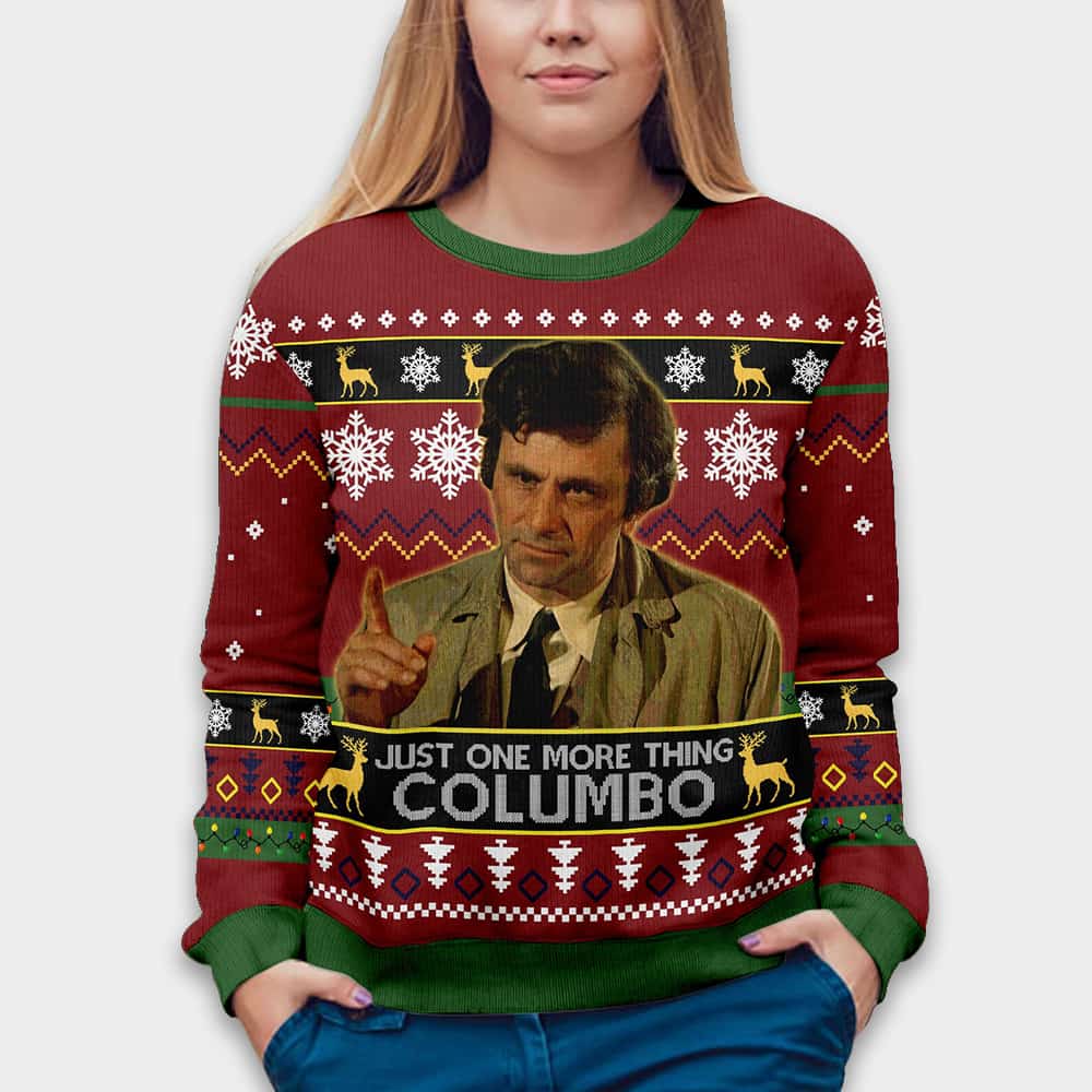 Peter Falk Just One More Thing Columbo Christmas Ugly Sweater Peter Falk Just One More Thing Columbo Christmas Ugly Sweater
