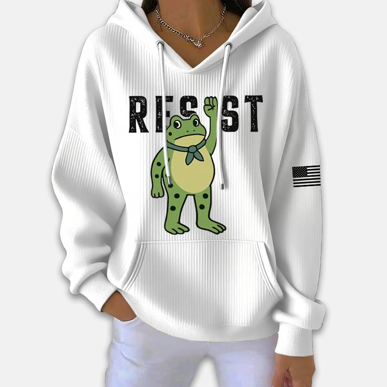 Portland Frog Resist Ribbed Hoodie Portland Frog Resist Ribbed Hoodie