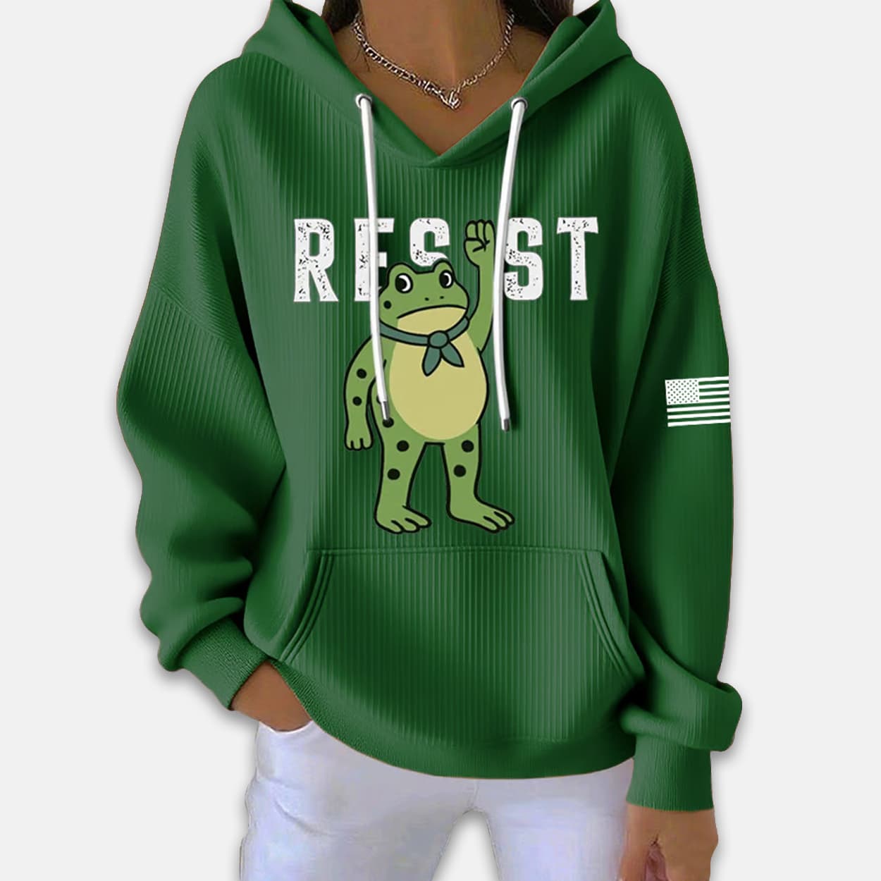 Portland Frog Resist Ribbed Hoodie Portland Frog Resist Ribbed Hoodie
