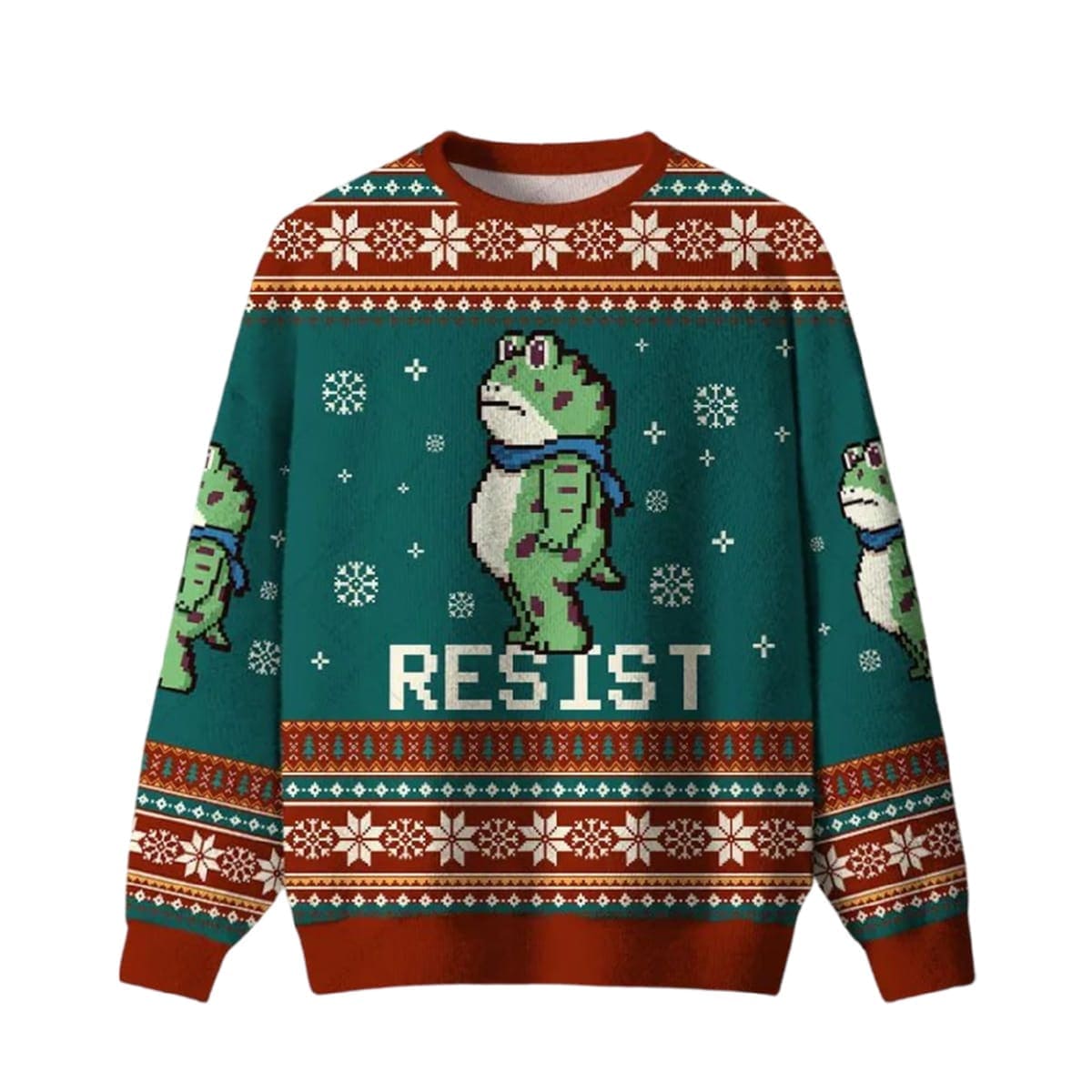 Portland Frog Resist Ugly Christmas Sweater Portland Frog Resist Ugly Christmas Sweater