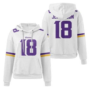 Justin Jefferson 18 Vikings Waffle Hoodie1